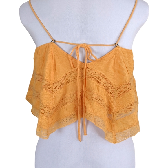 Free People Home Again Orange Cropped Ruffle Lace Camisole Size S - Picture 4 of 10